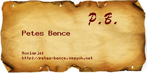 Petes Bence névjegykártya